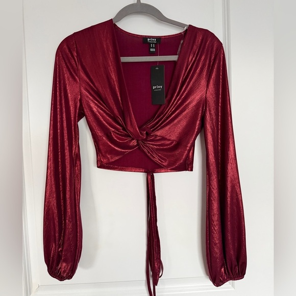 privy Tops - Privy Shimmering‎ Red Knot Crop Top